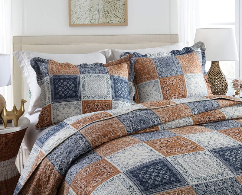 Travan 3-Piece Queen Quilt Sets with Shams Oversized Bedding Bedspread Reversible Coverlet Set, Queen Size - Image 2